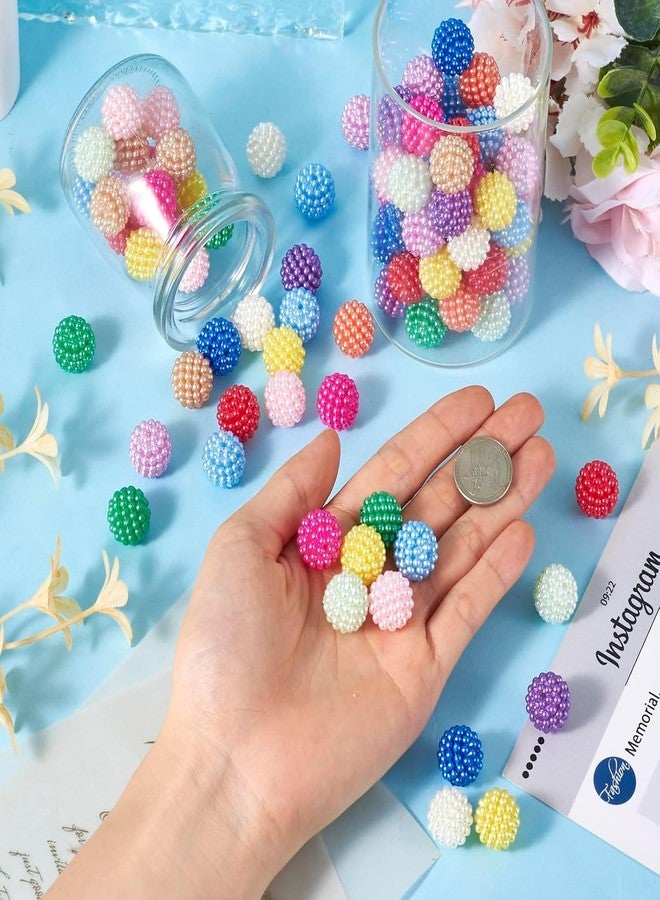 Tdas 100 PCS Dotted Pearl Mermaid Fruit Ball Chunky Bubblegum Moti Angura Beads for Jewellery Making Kit - Big Size Necklace Bracelet Earring DIY Arts Crafts Supplies (Orange - 14MM) - Image 4